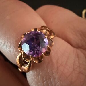 14K Gold Amethyst Ring, from Ukraine, antique